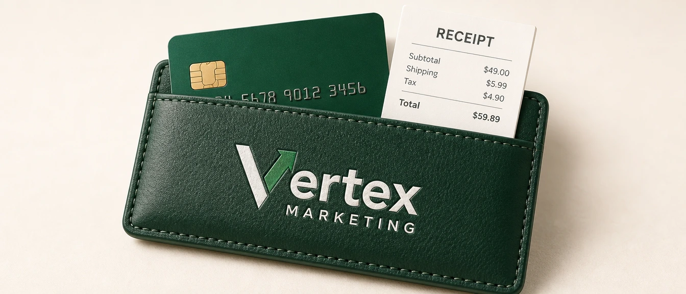 Vertex card wallet with receipt