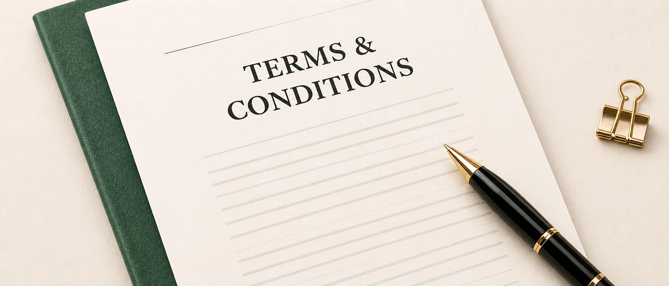 Terms and conditions document with pen